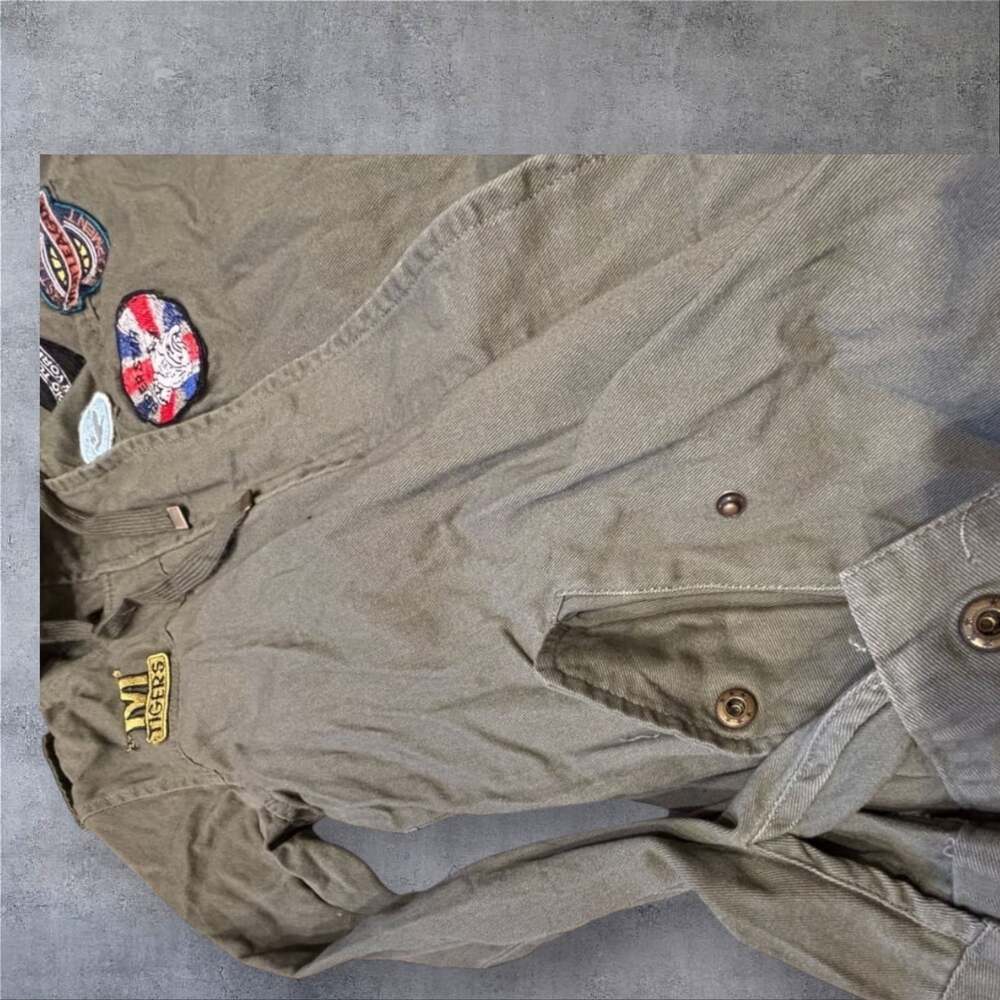 Ashley By 26 International Jacket Womens (S) Army Green Patches Zip Button - Picture 5 of 8
